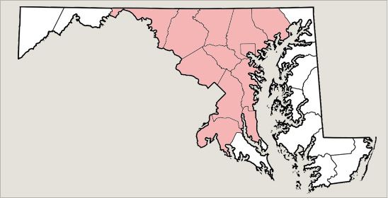 service area map of Maryland